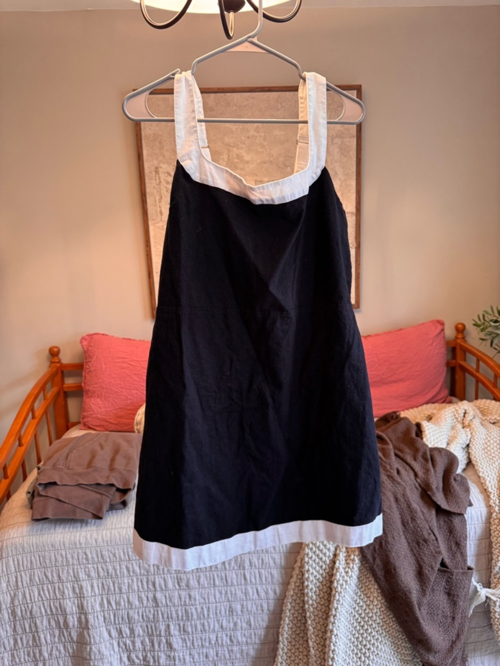Abercrombie & Fitch Black Slip Dress with White Trim